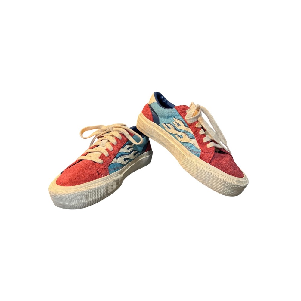 Straye Unisex Logan Flame Suede Skate Shoes Red Blue White Low Top Sneaker